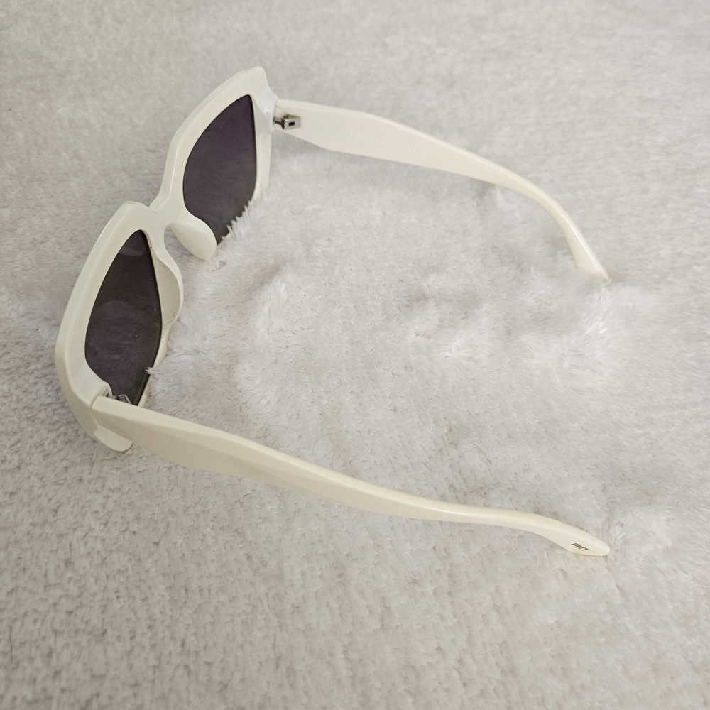 NEW PNT Sunglasses Square Ivory Geometric Chunky 70s Neutral Oversized White - Picture 5 of 8